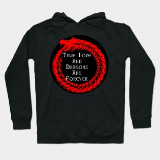 True Love And Dragons Are Forever Design, Romantic Round Circular Dragon Design, Created By The Digital Artist And Graphic Designer Chris McCabe Hoodie